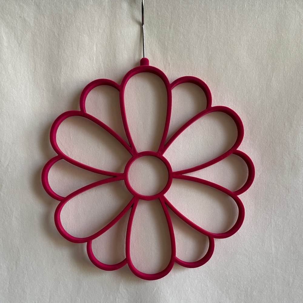 Pink flower-shaped scarf hanger